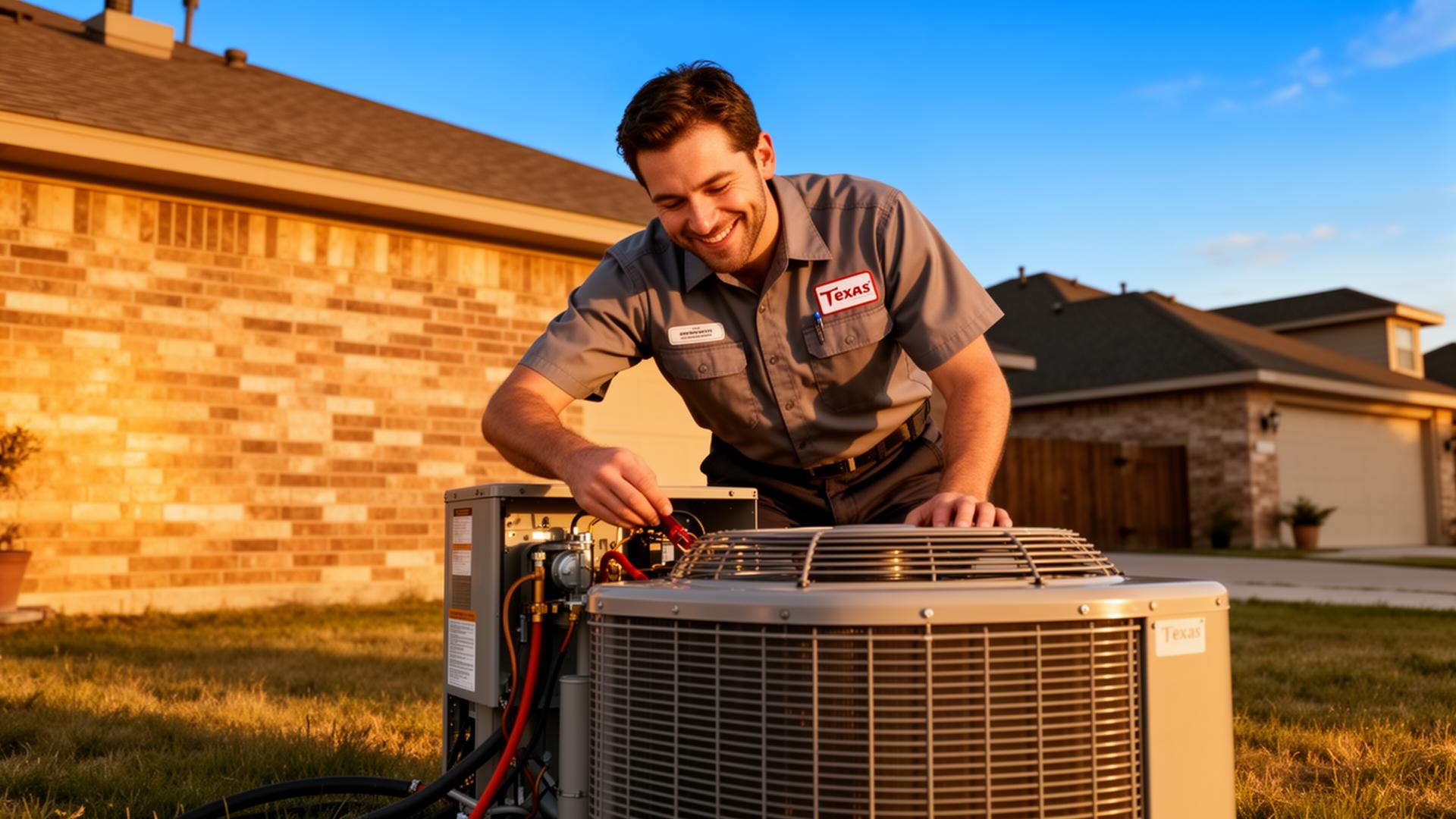 Max Air Conditioning Repair technician servicing an air conditioner in Mesquite, TX